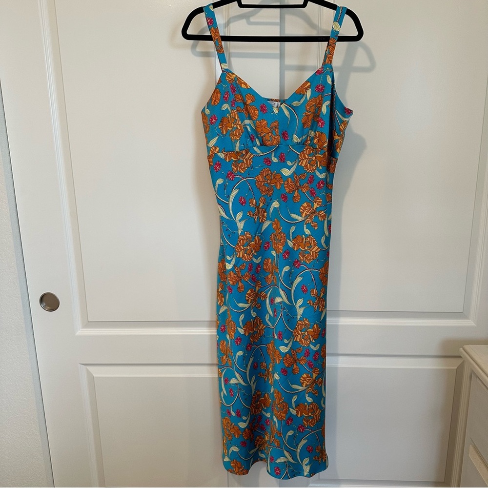 Sofia by Sofia Vergara Floral Turquoise Dress Size L